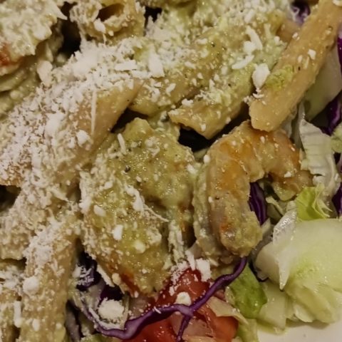 ¡Exquisita y sin culpa! Deliciosa Ensalada Pasta Con Camarones y Aderezo Poblano